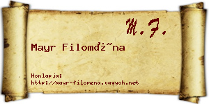Mayr Filoména névjegykártya